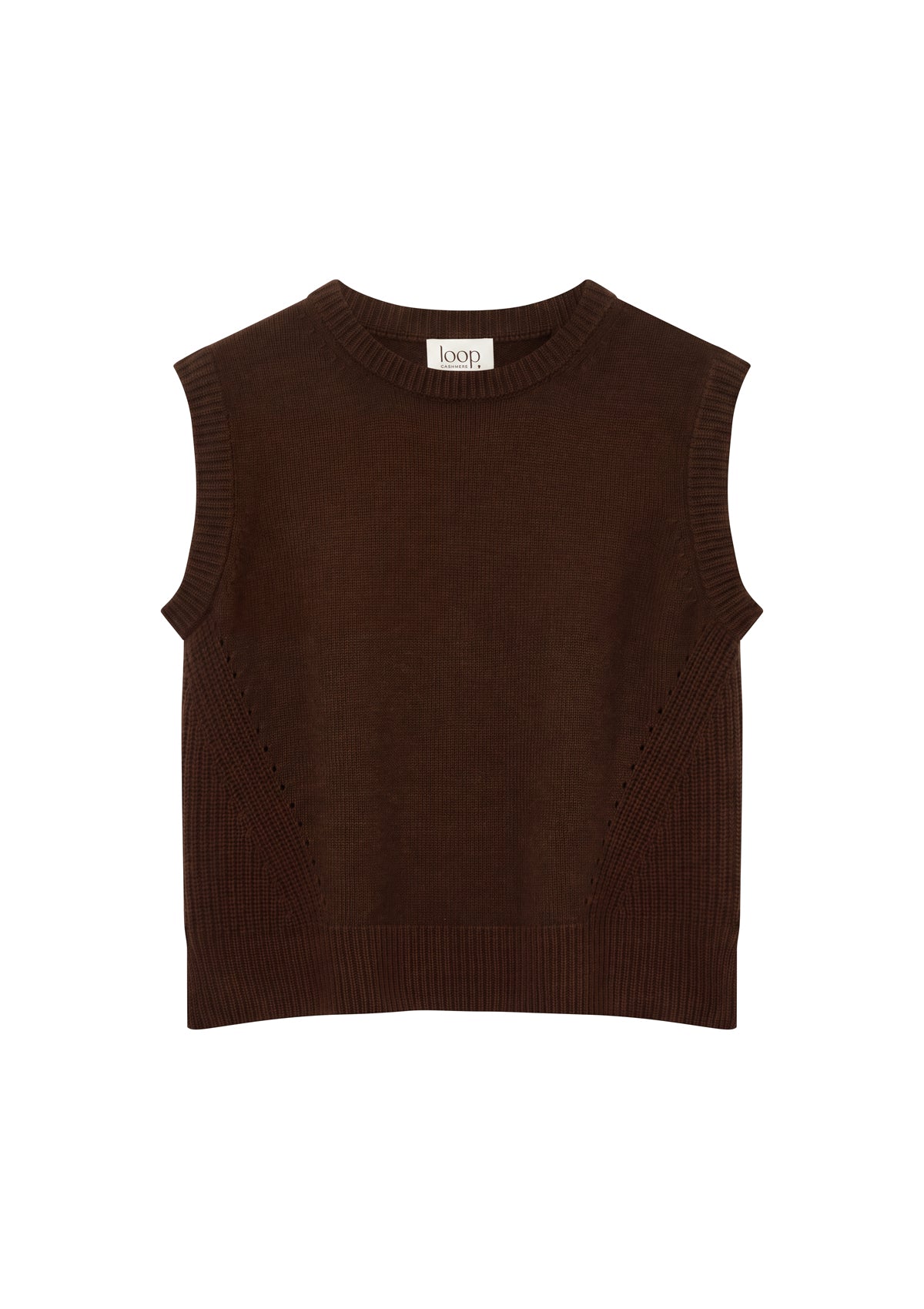 Ribbed Detail Tank Sweater in Americano Brown
