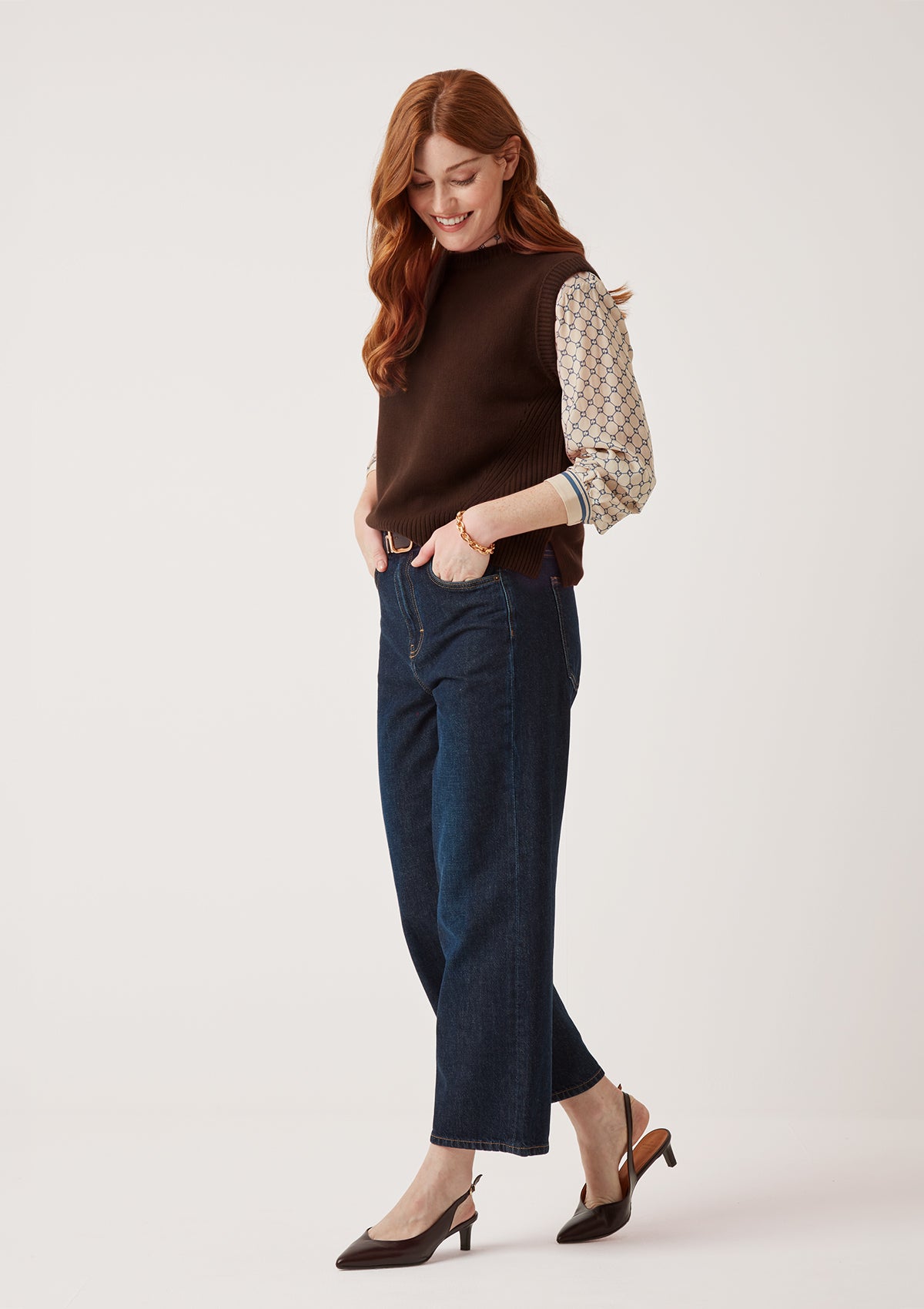 Ribbed Detail Tank Sweater in Americano Brown