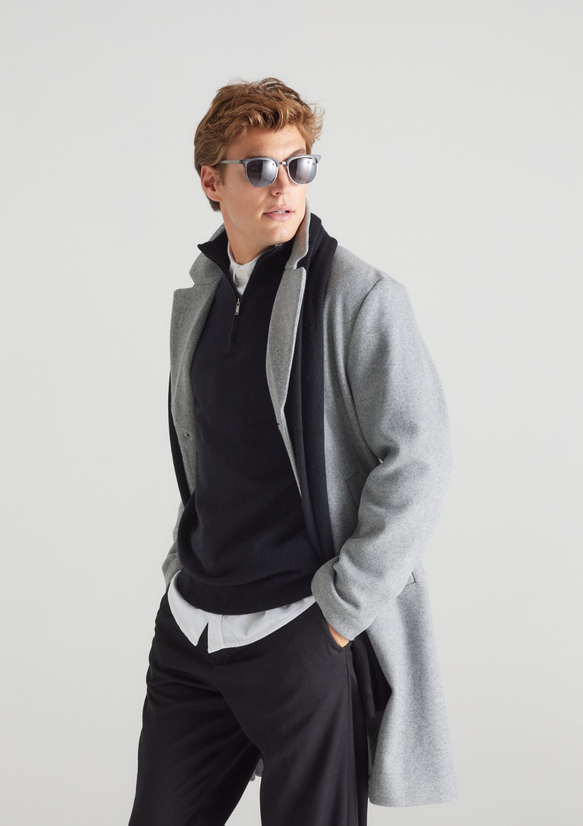 Mens Cashmere Half Zip Sweater in Black