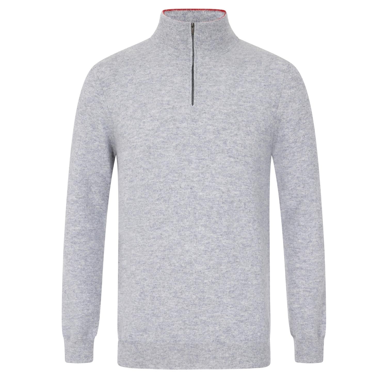 Mens Cashmere Half Zip Sweater in Quarry Grey