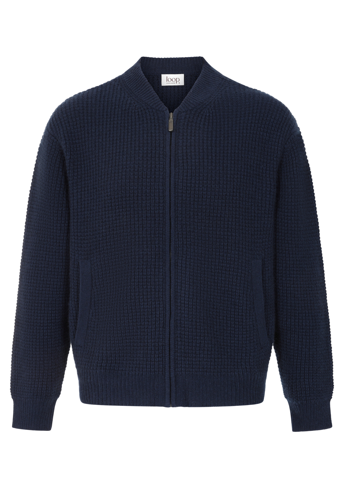 Zip Through Bomber Jacket in Navy Blue