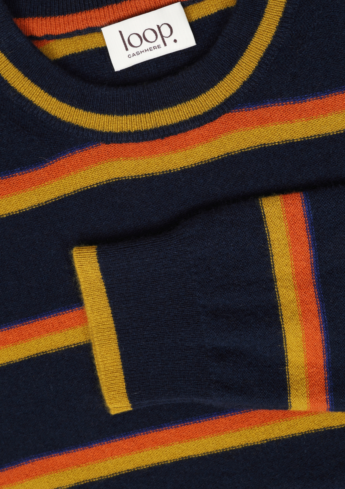 Crew Neck Sweater in Striped Navy Blue Mix