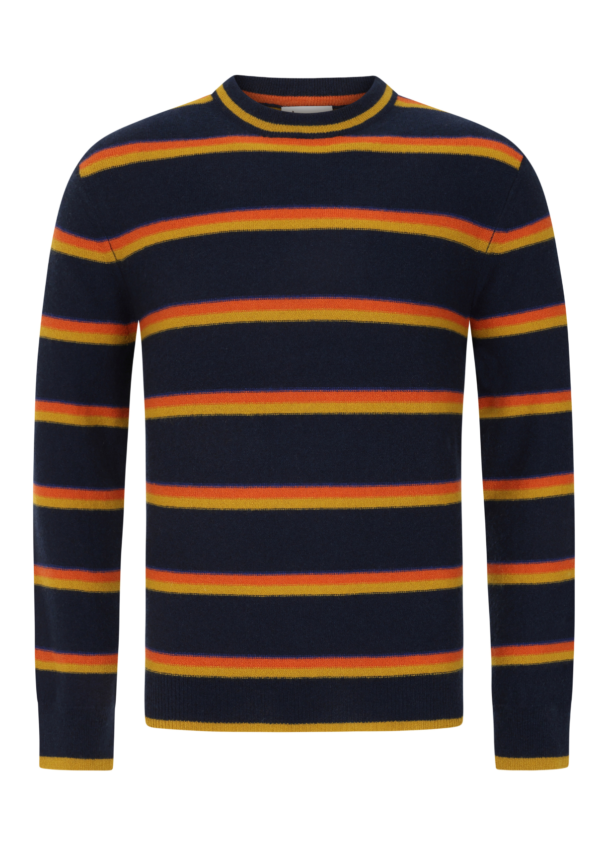 Crew Neck Sweater in Striped Navy Blue Mix