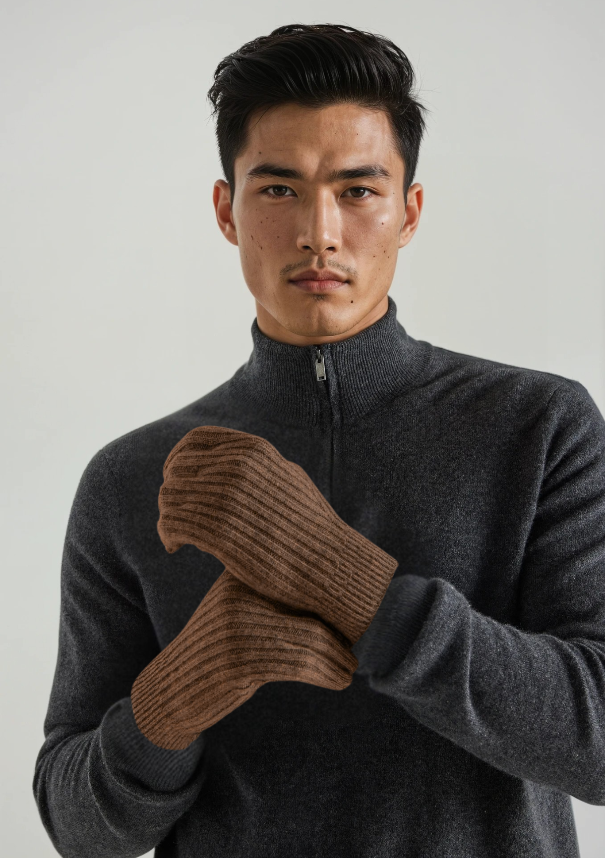 Mens Cashmere Gloves in Cedar Brown