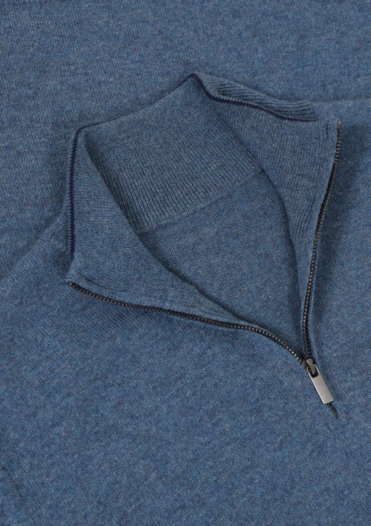 Mens Cashmere Half Zip Sweater in Bay Blue