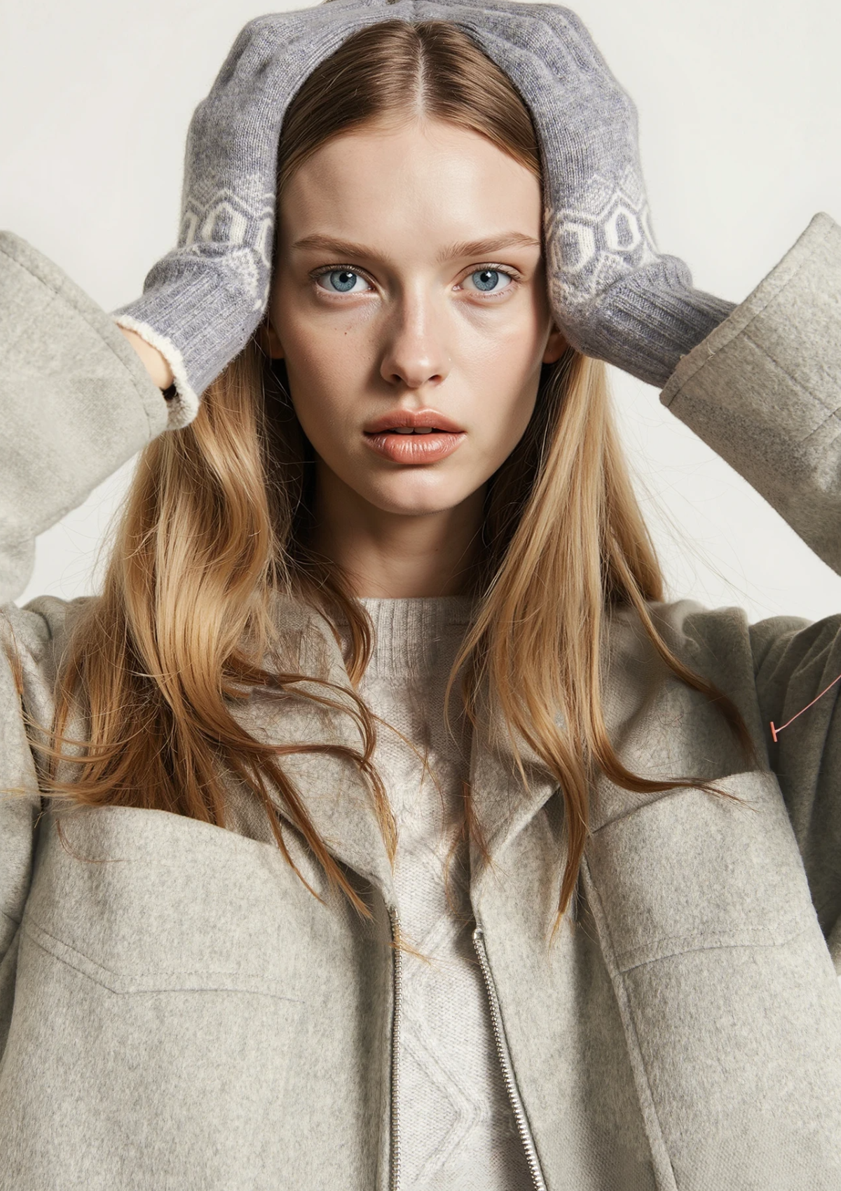 Cashmere Fairisle Gloves in Monument Grey