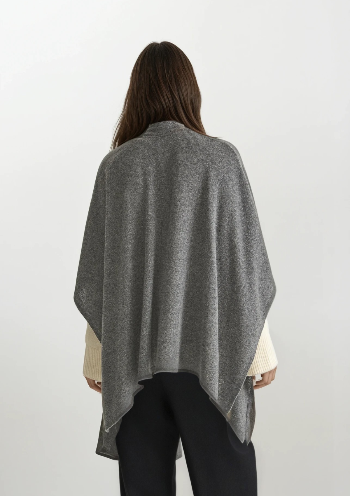 Oversized Cashmere Cape in Pewter Grey