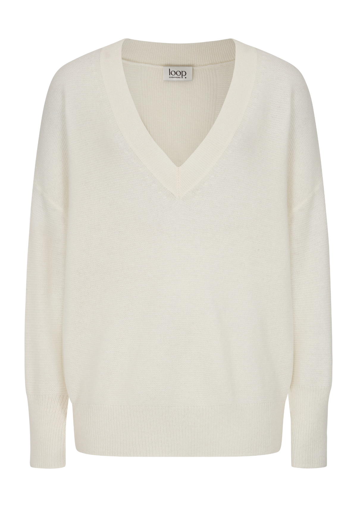 Relaxed Lofty V Neck Sweater in Snow White