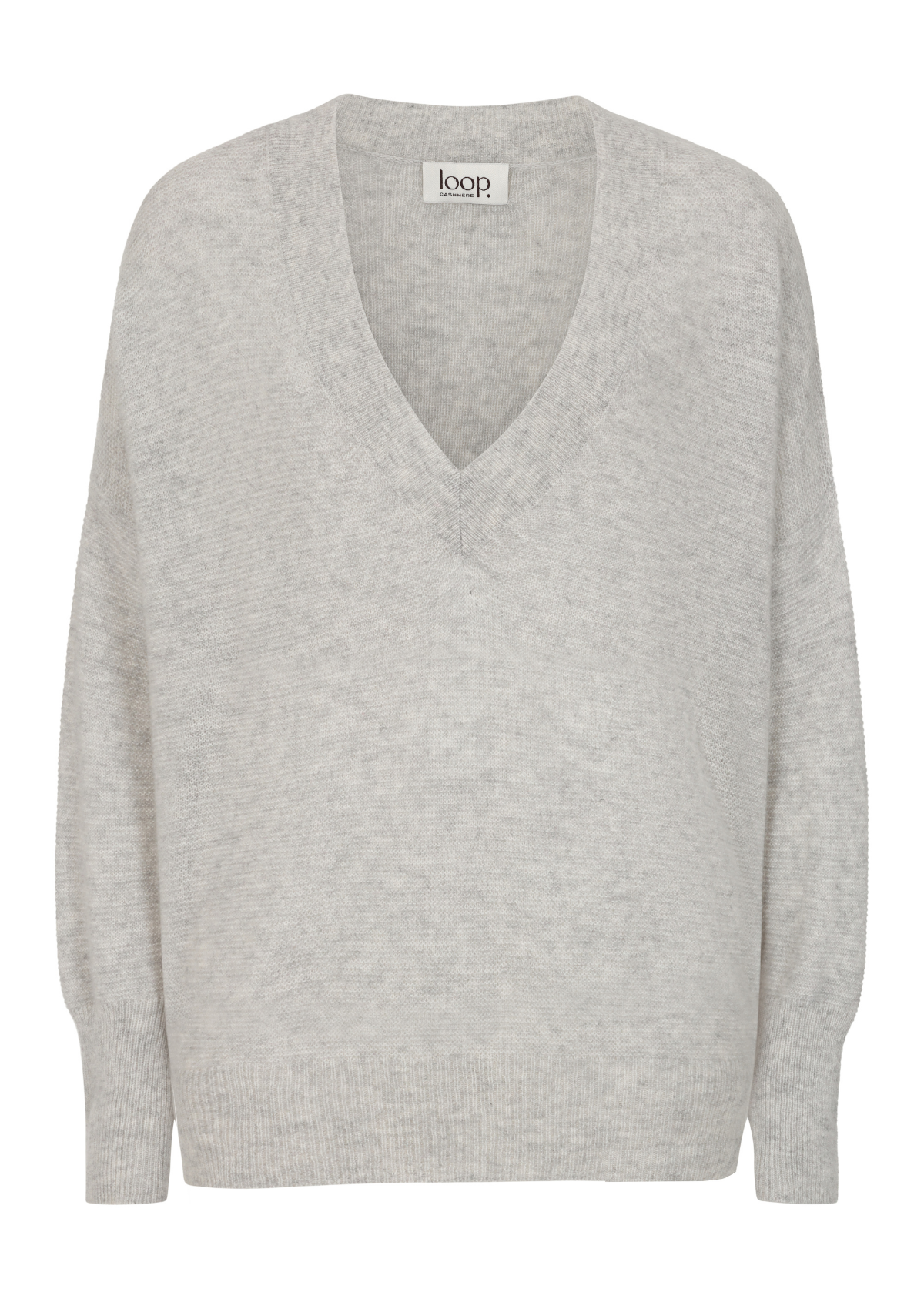 Relaxed Lofty V Neck Sweater in Foggy Grey