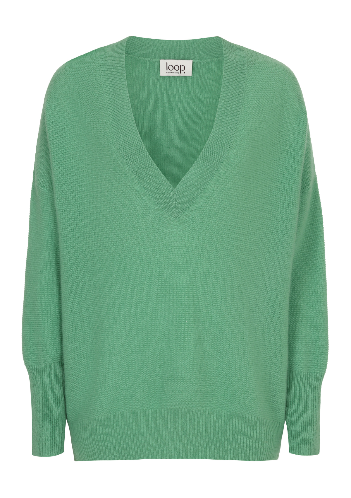 Relaxed Lofty V Neck Sweater in Chai Green