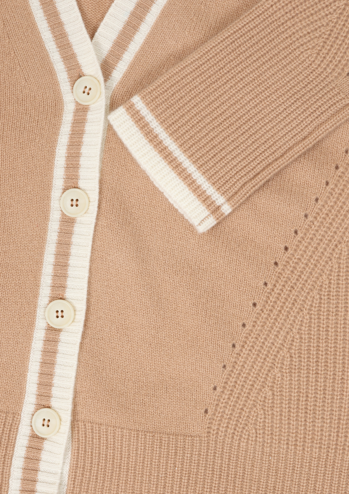 Striped Tipped V Neck Lofty Cardigan in Honey