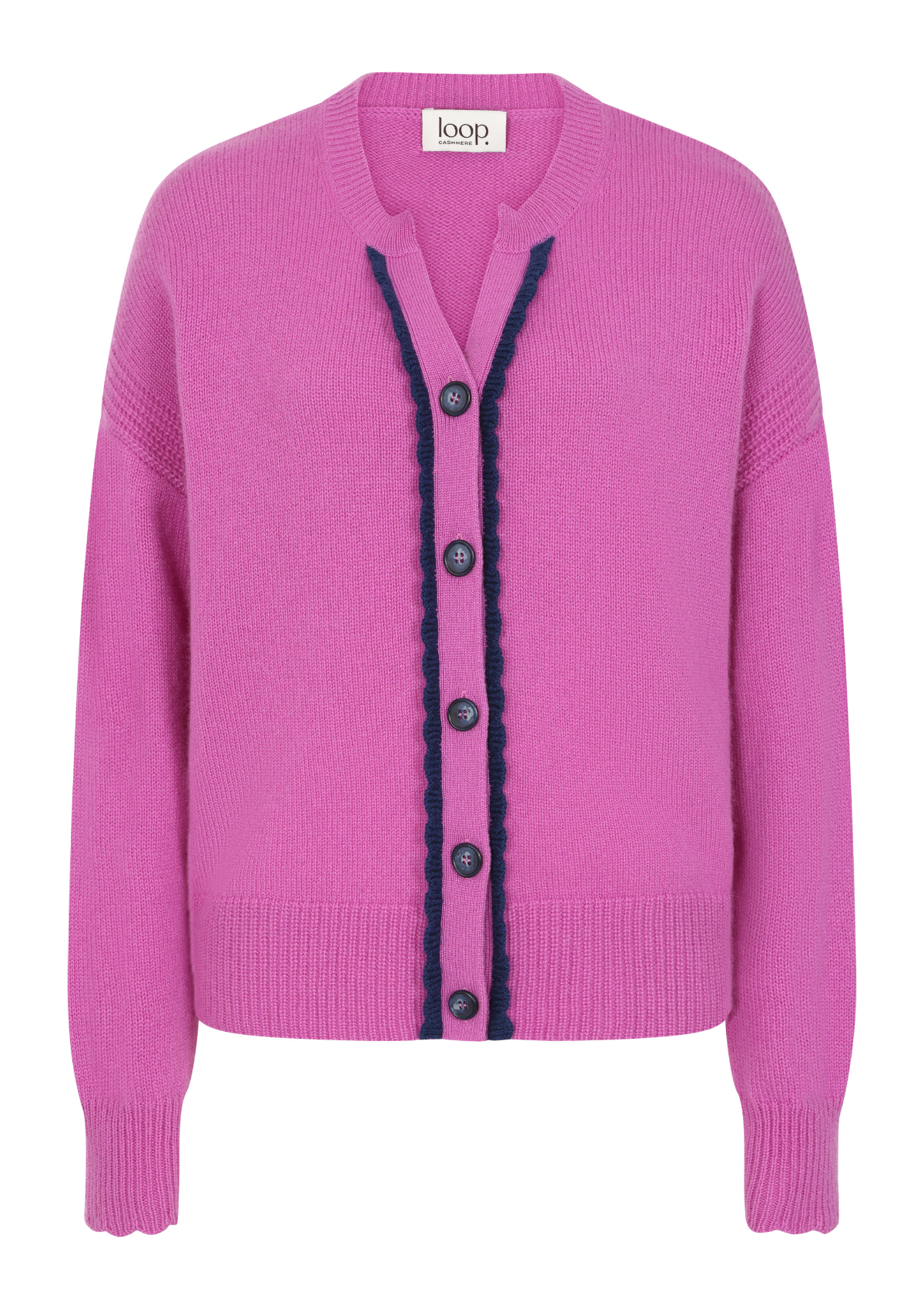 Shell Edge Cardigan in Tyrian Pink