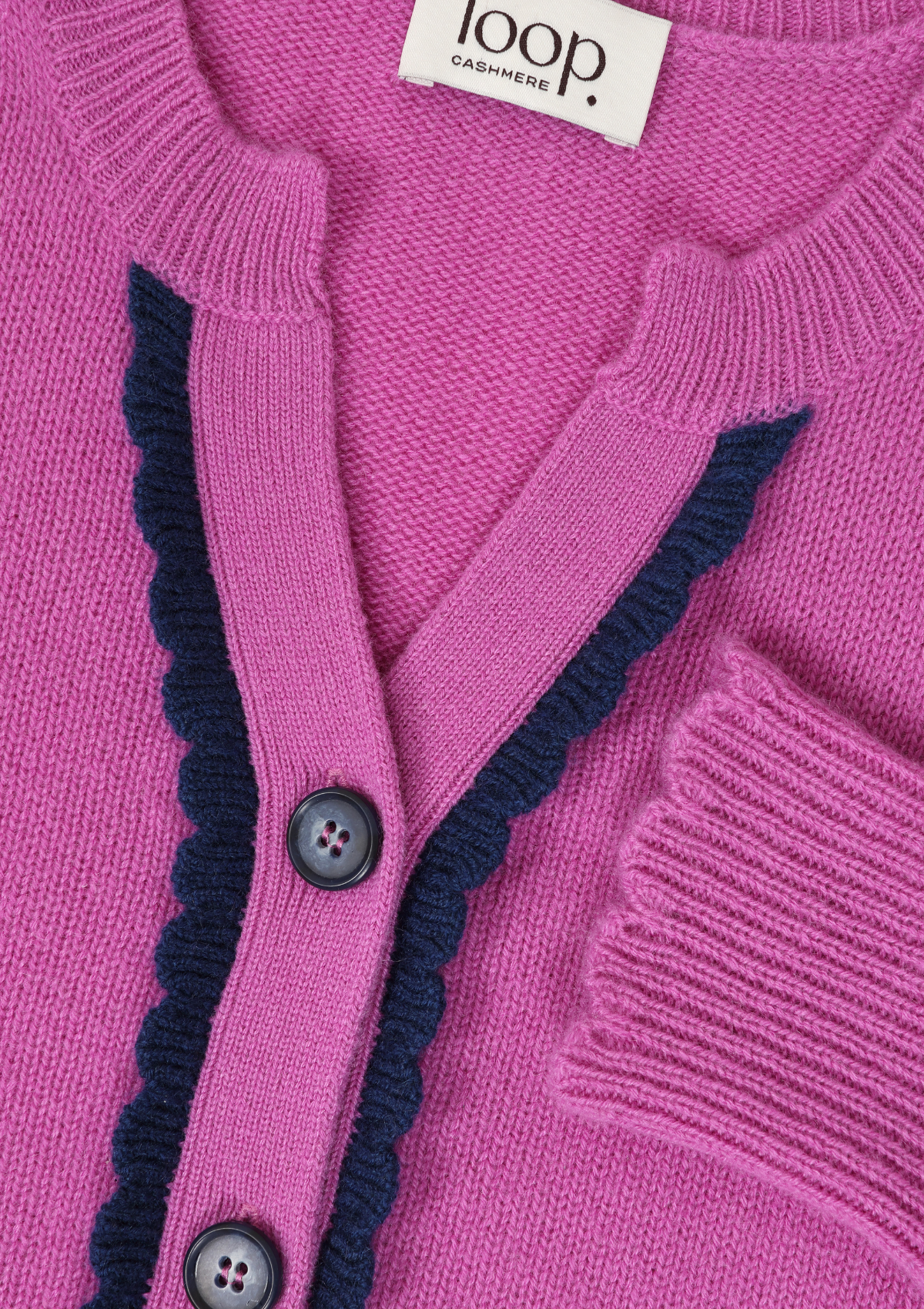 Shell Edge Cardigan in Tyrian Pink