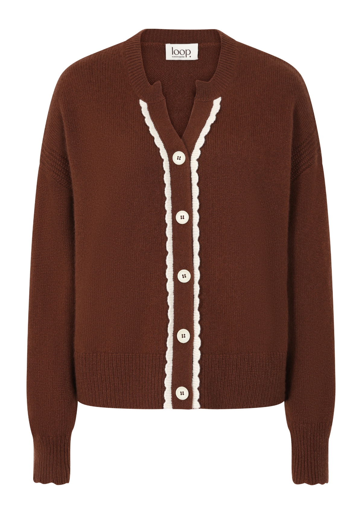 Shell Edge Cardigan in Palm Brown