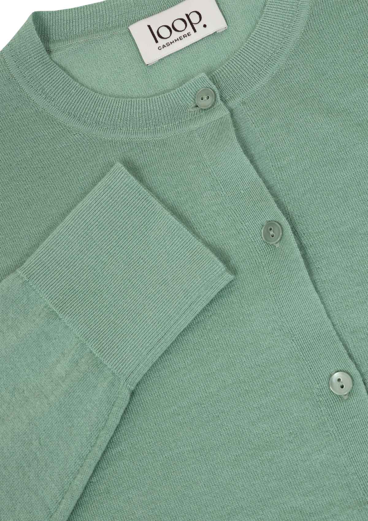 3/4 Sleeve Crew Neck Cardigan in Damsonfly Green