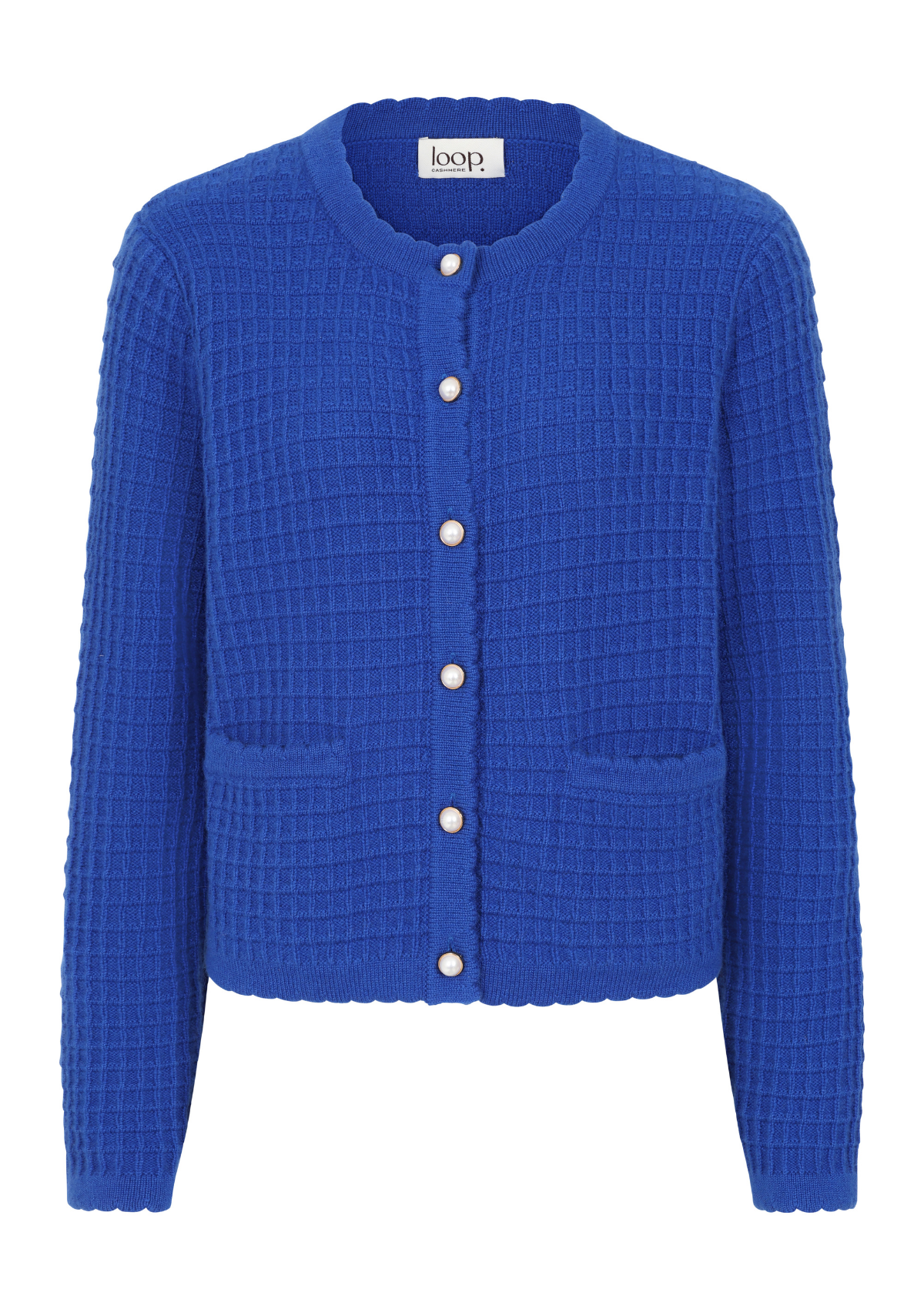 Crew Neck Cardigan in Lapis Blue