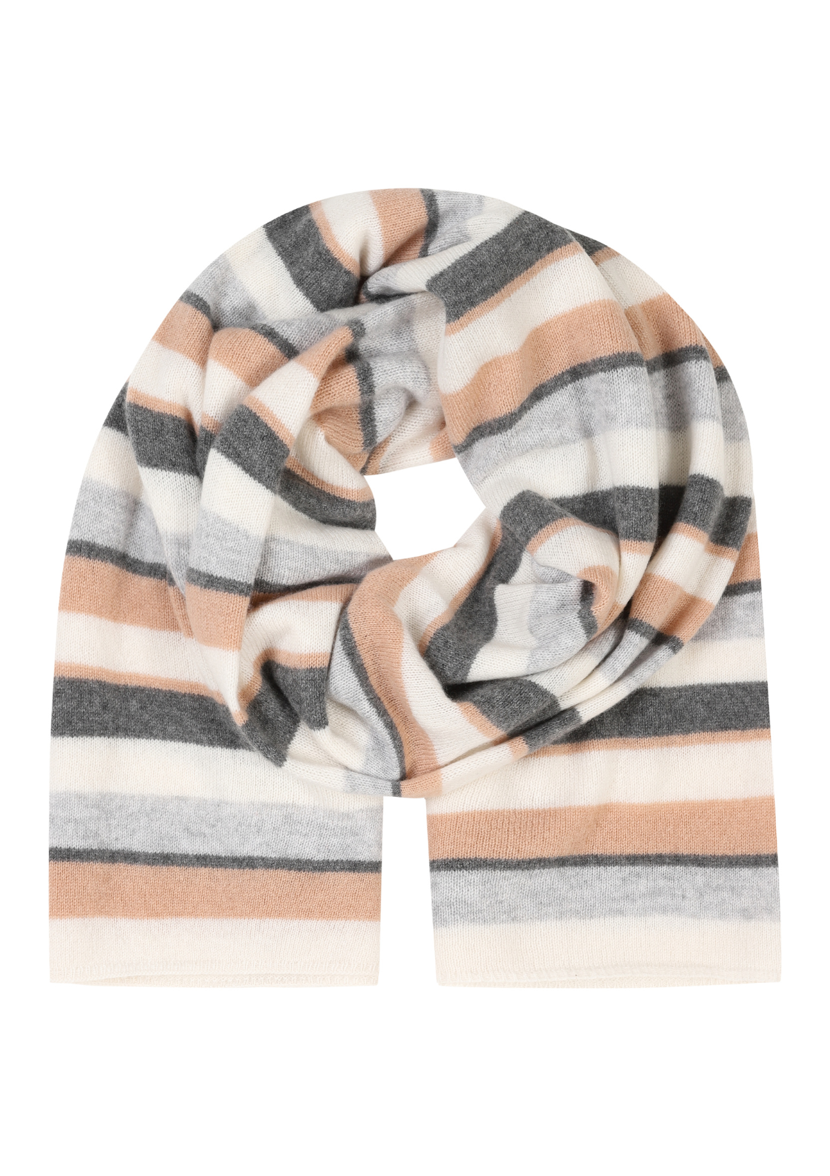 Cashmere Lofty Blanket Scarf in Natural Stripe