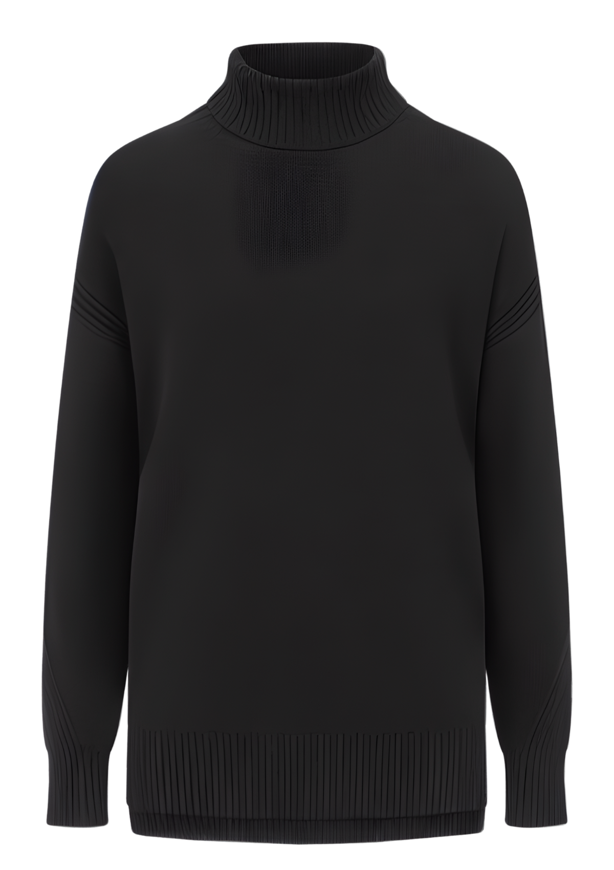 Chevron Detail Relaxed Polo Sweater in Jet Black