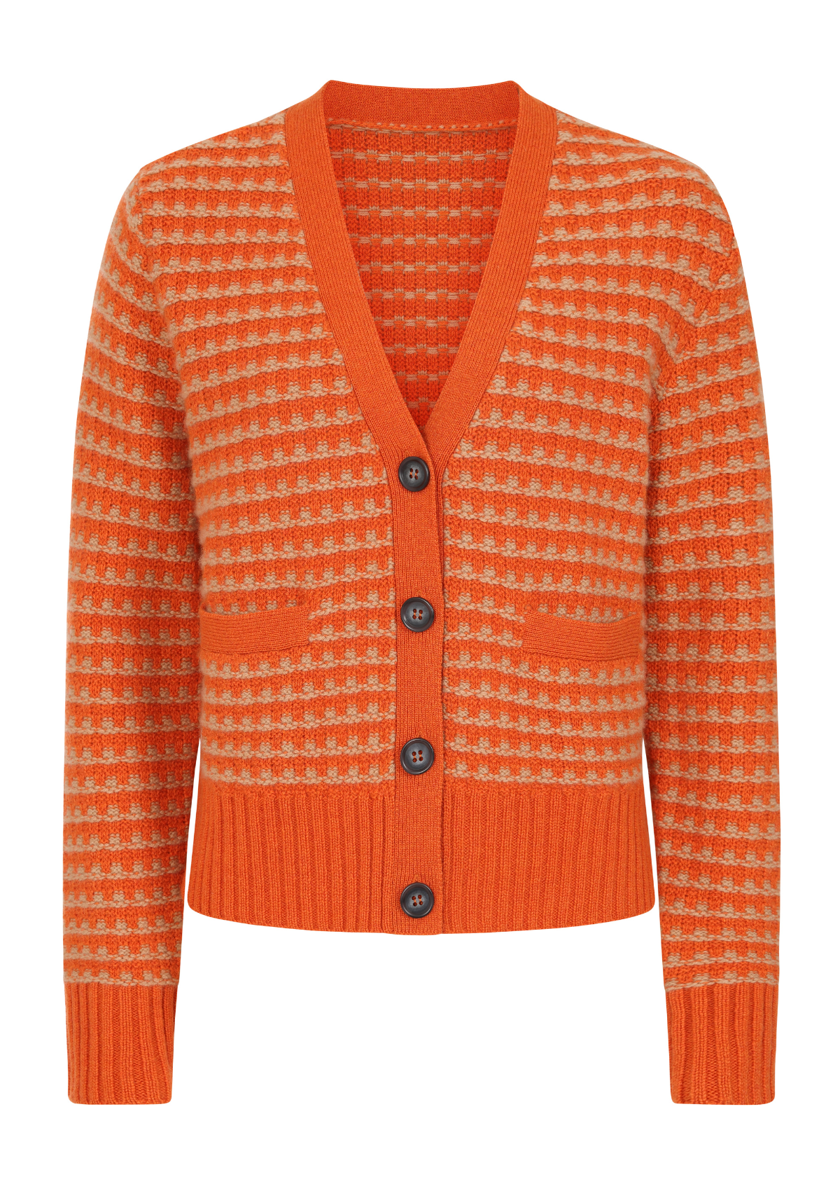 Textured Cashmere Cardigan in Tiger Orange