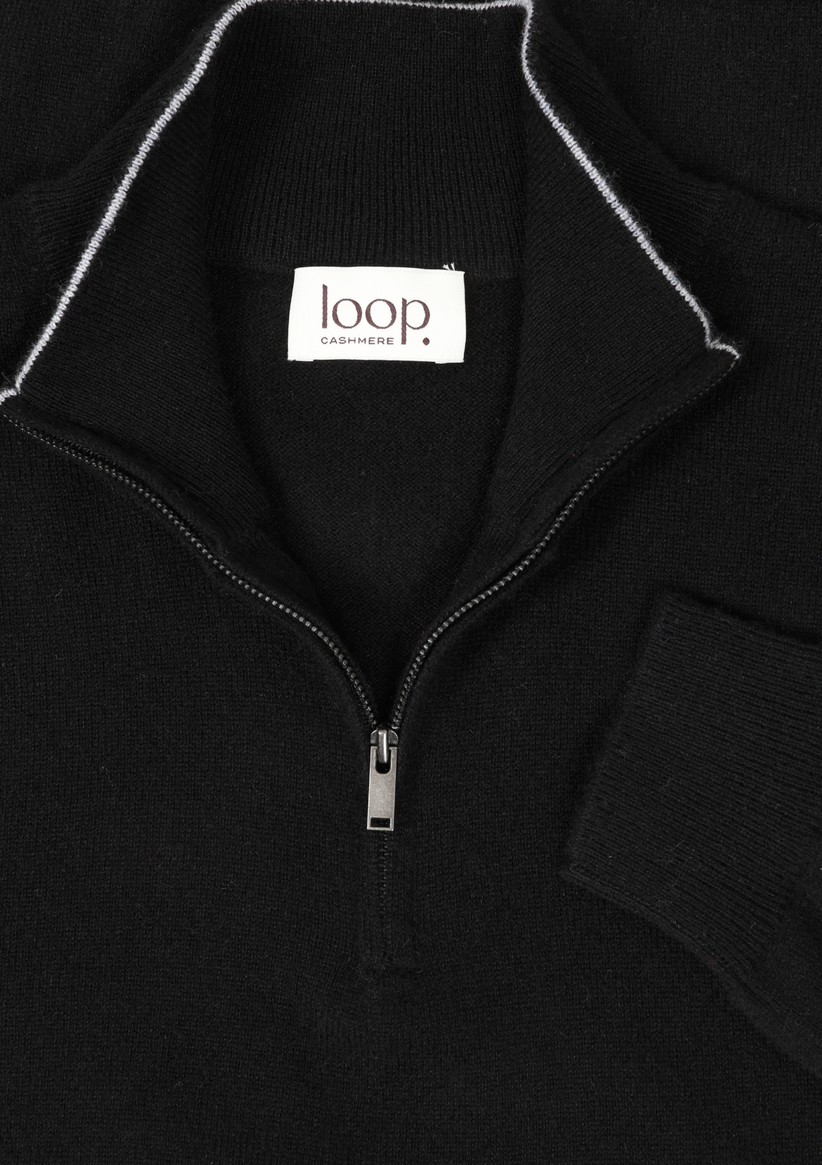 Mens Cashmere Half Zip Sweater in Black