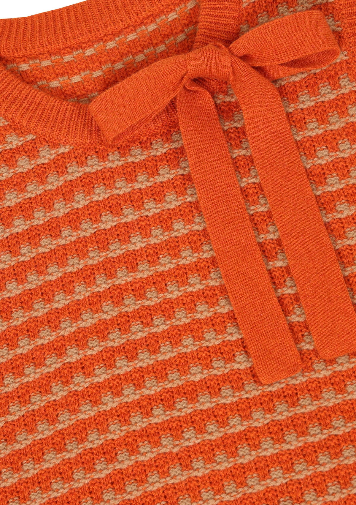 Textured Tie Detail Top in Tiger Orange