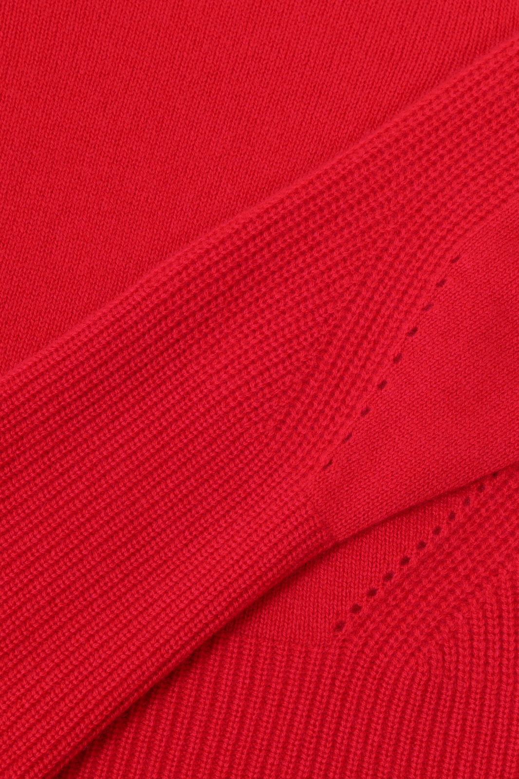 Ribbed Detail Lofty Crew Sweatshirt in Crimson Red
