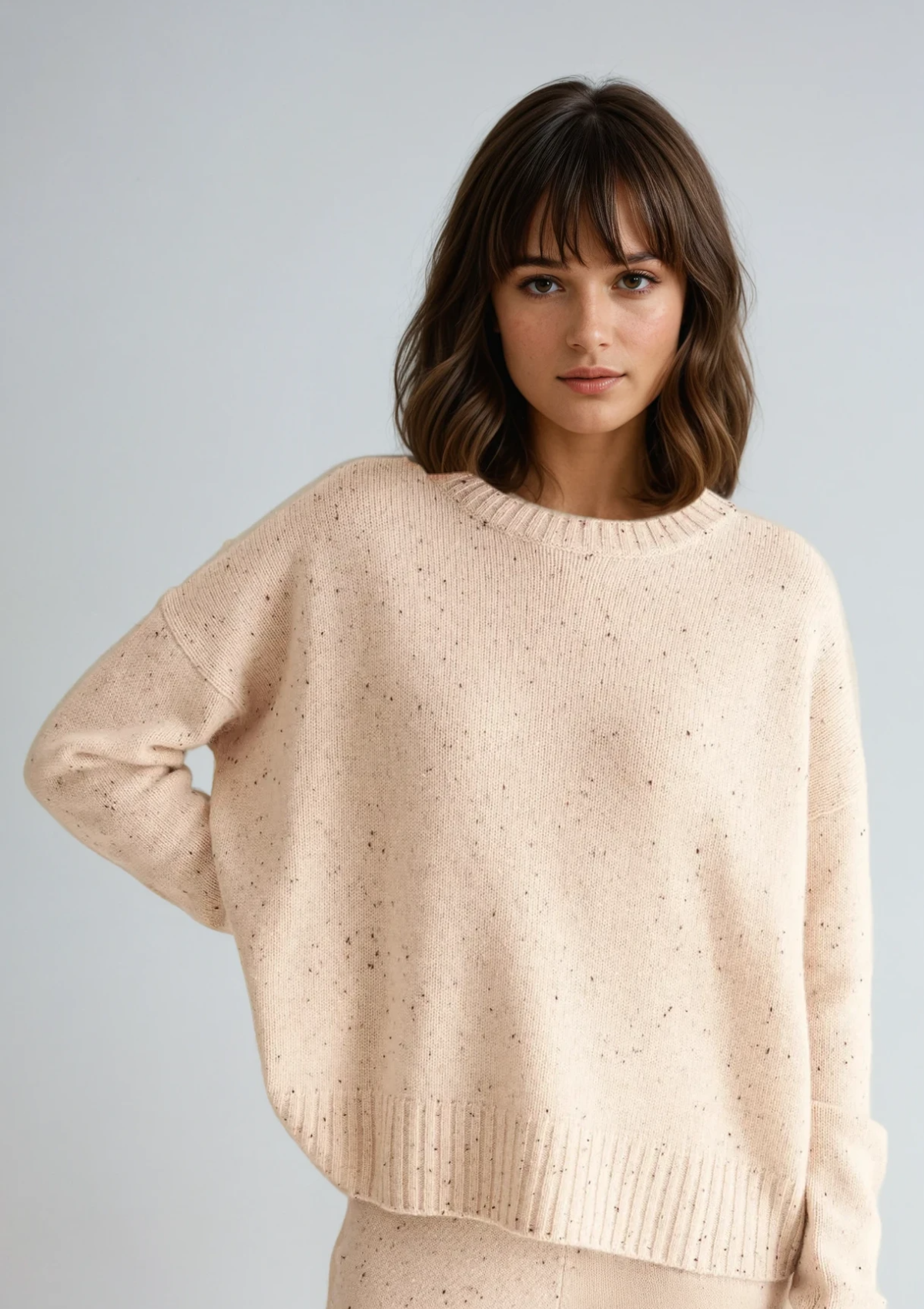Donegal Knit Sweatshirt in Marble White