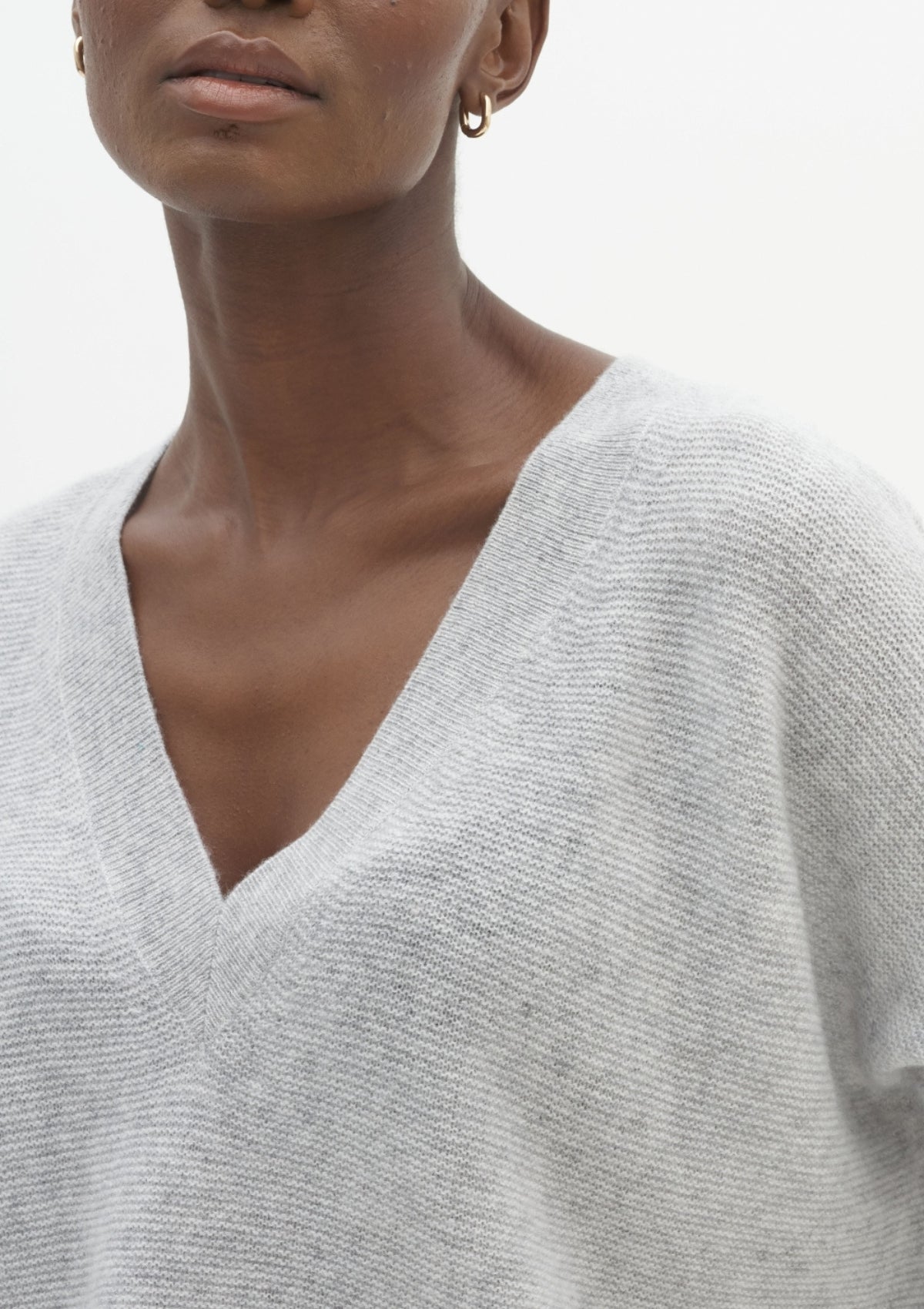 Relaxed V Neck Sweater in Foggy Grey