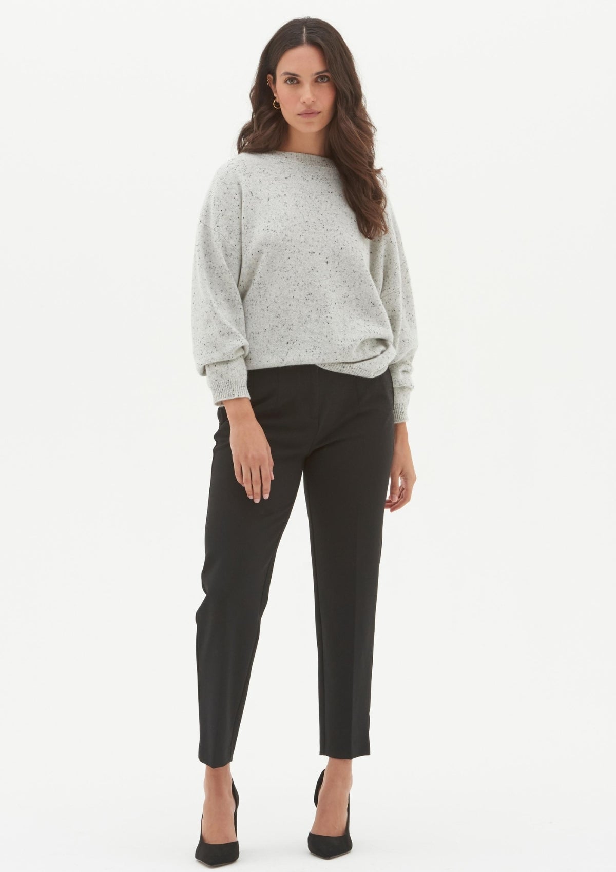 Lofty Oversized Crew Neck Sweater in Frost Grey