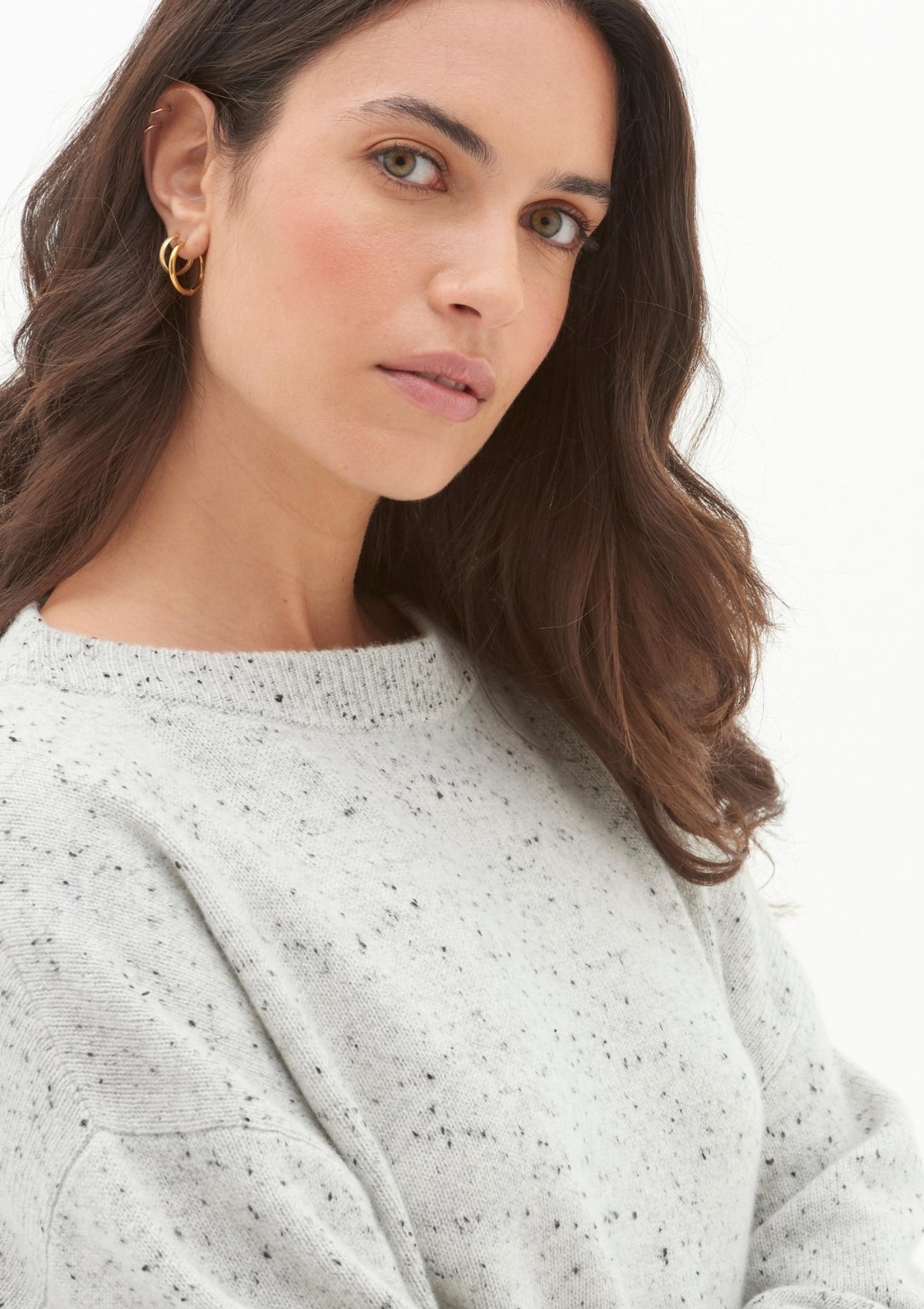 Lofty Oversized Crew Neck Sweater in Frost Grey