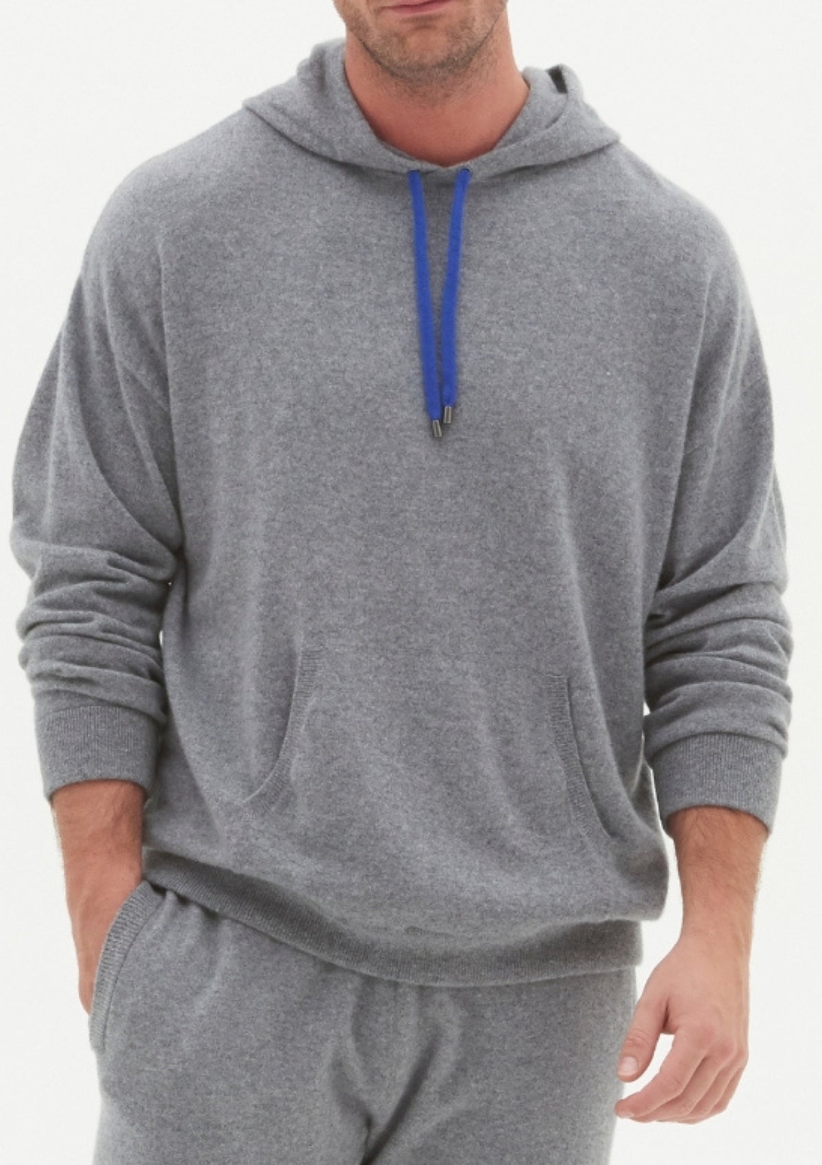Mens Cashmere Hoodie in Derby Grey