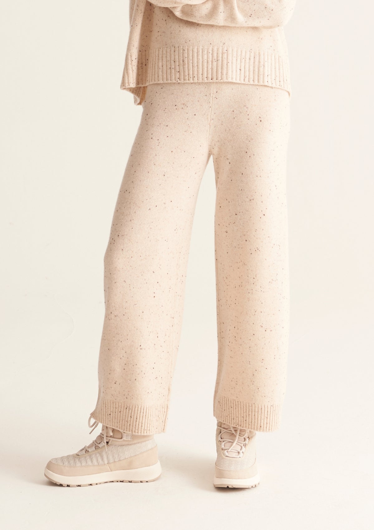 Donegal Knit Trousers in Marble White