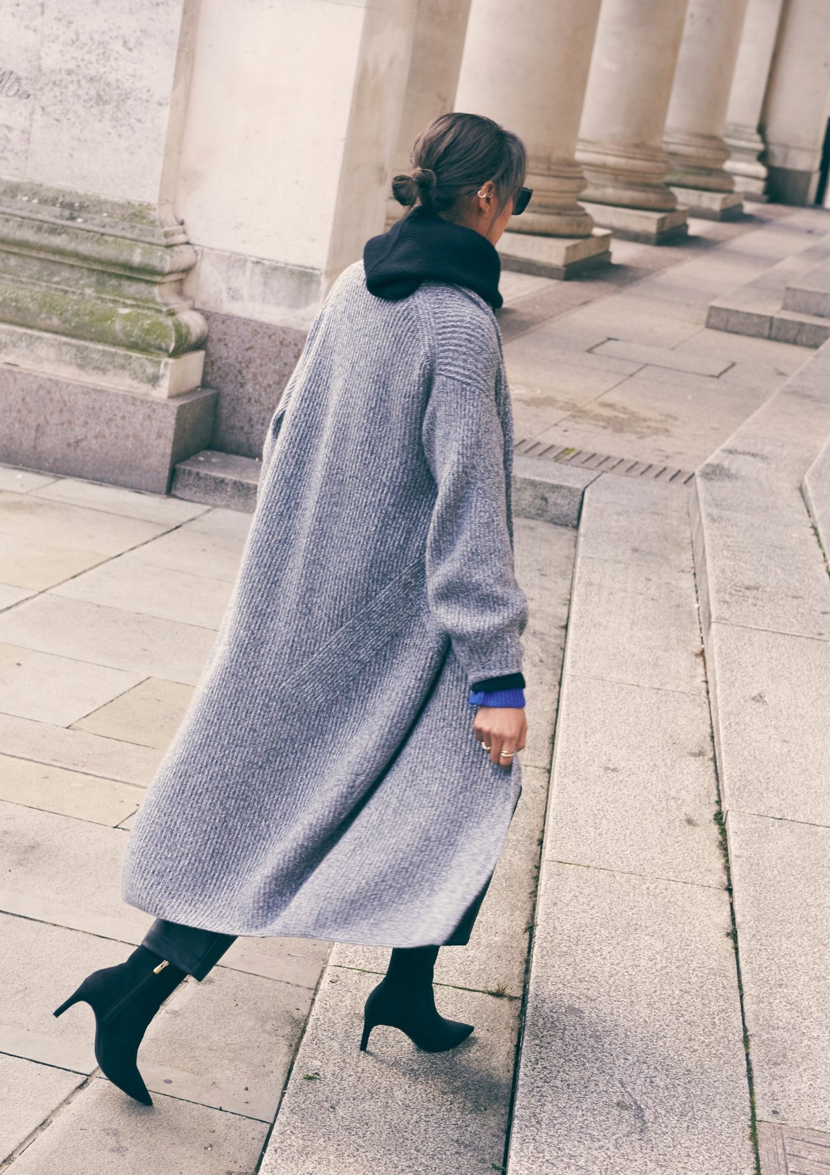 Ribbed Cashmere Coatigan in Canyon Grey