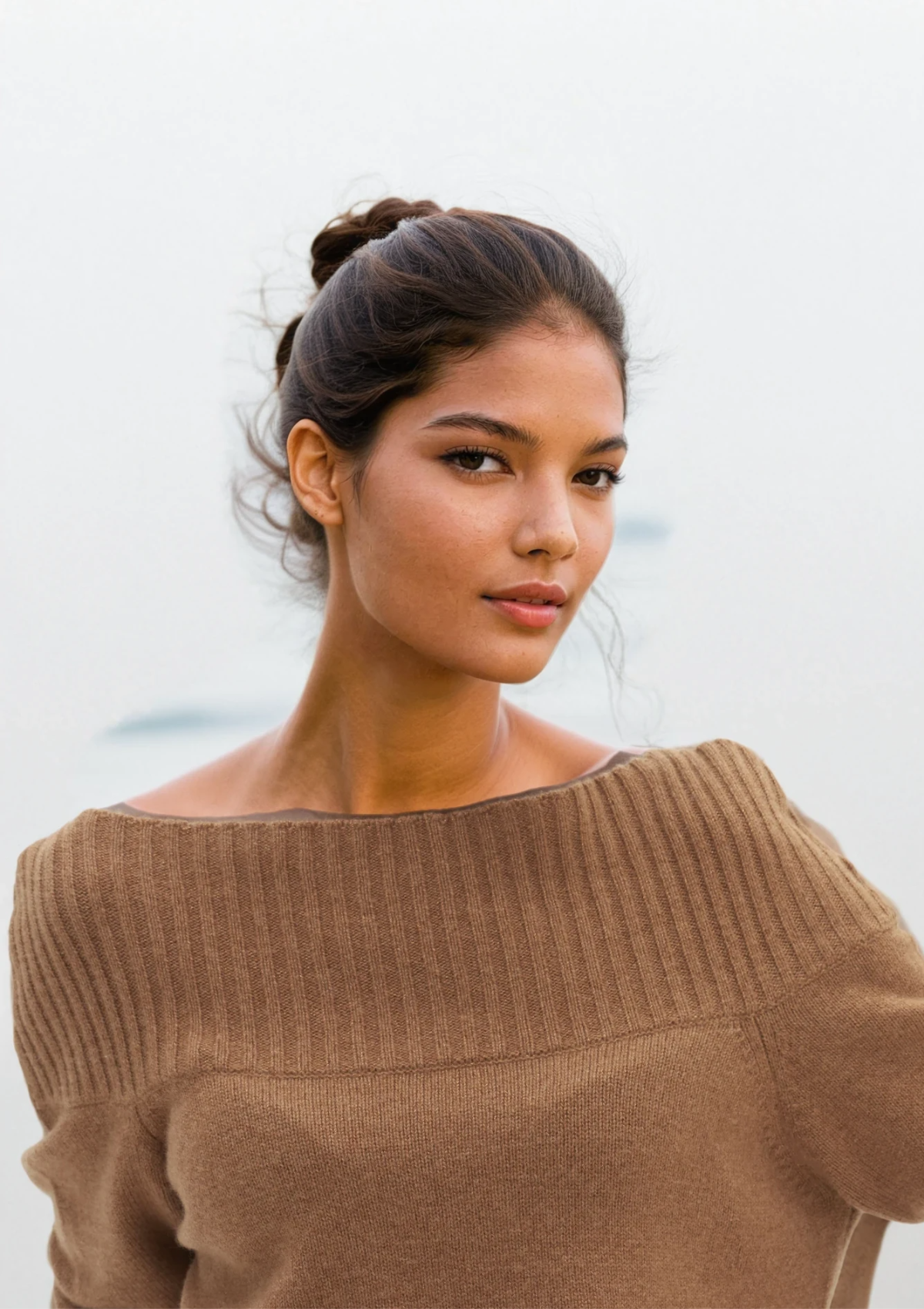 Cashmere Boat Neck Sweater in Copper Sparkle