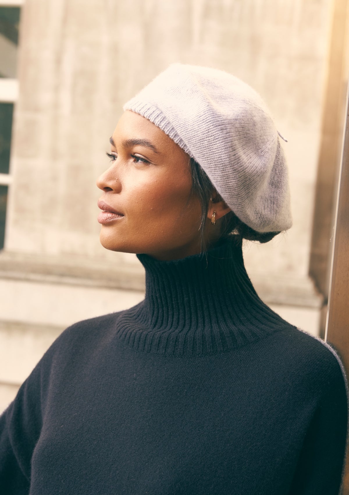 Cashmere Beret in Foggy Grey