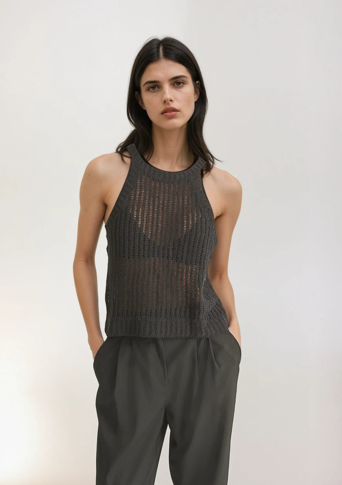 Cotton Tank Top in Black