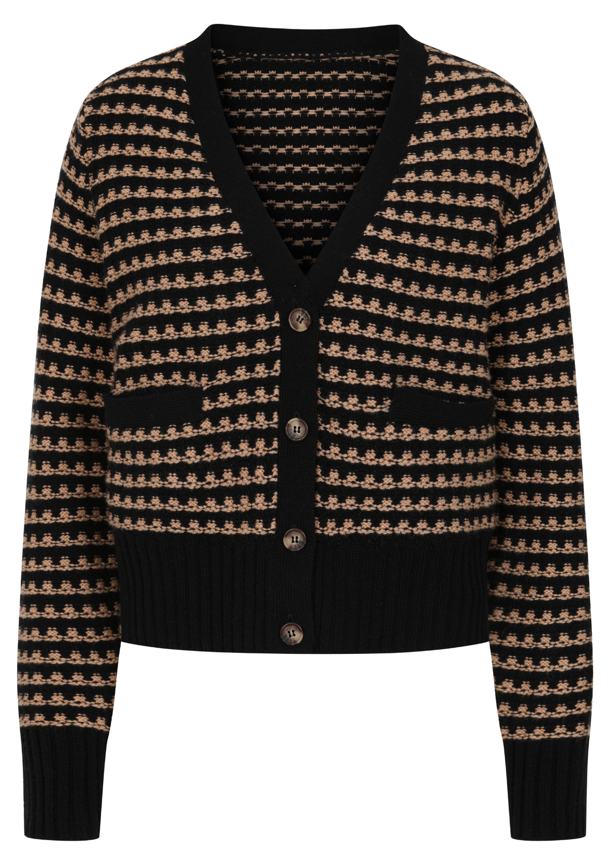 Textured Cashmere Cardigan in Black