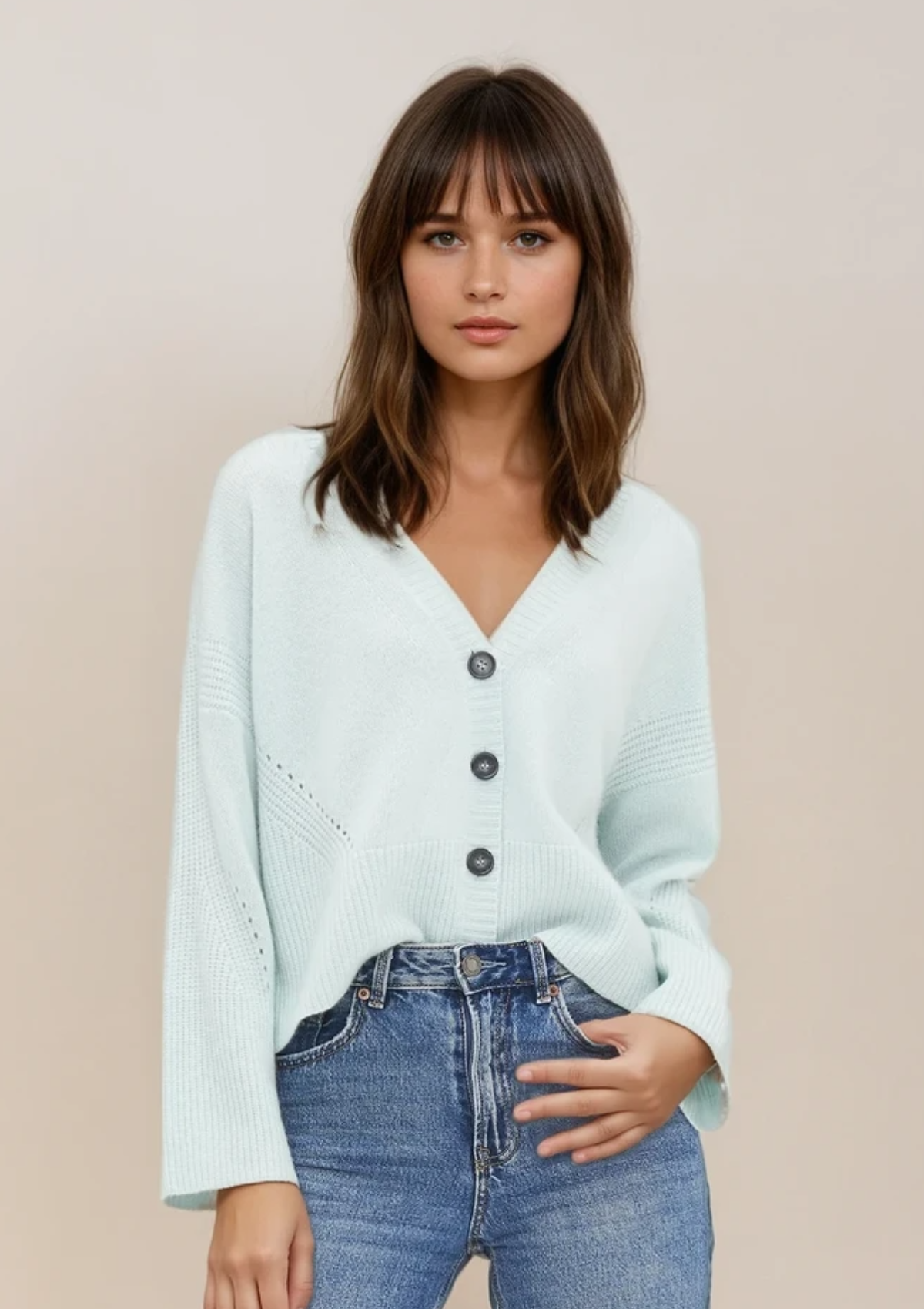 Cashmere Lofty Cardigan in Seaspray Green