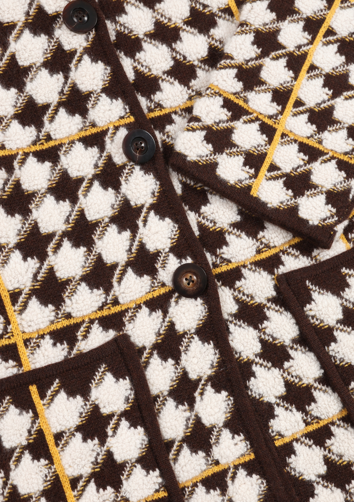 Dogtooth Checked Coat in Melon Yellow & Americano Brown