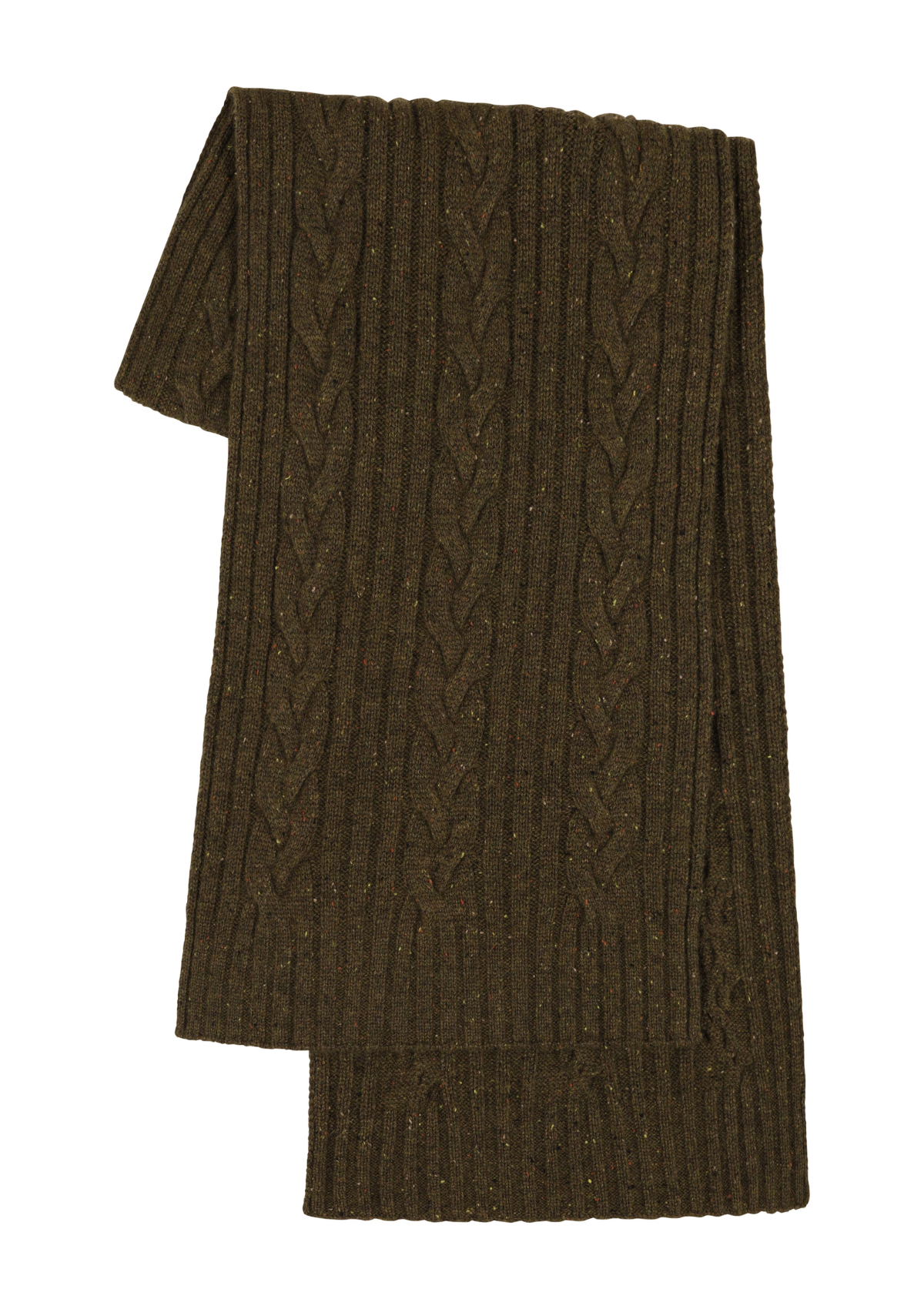 Mens Cable Scarf in Moss Green