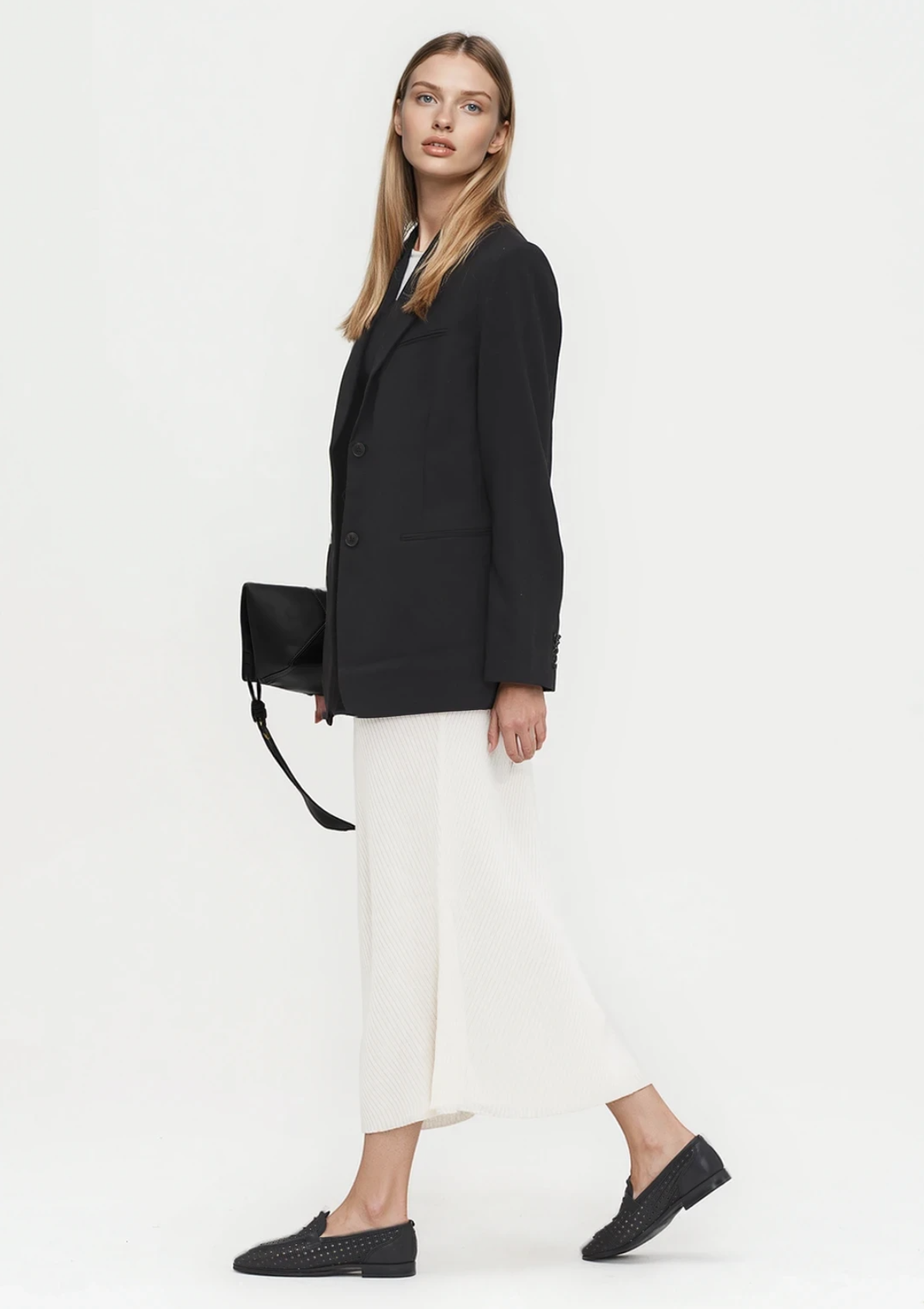 Cashmere Chevron Skirt in Snow White