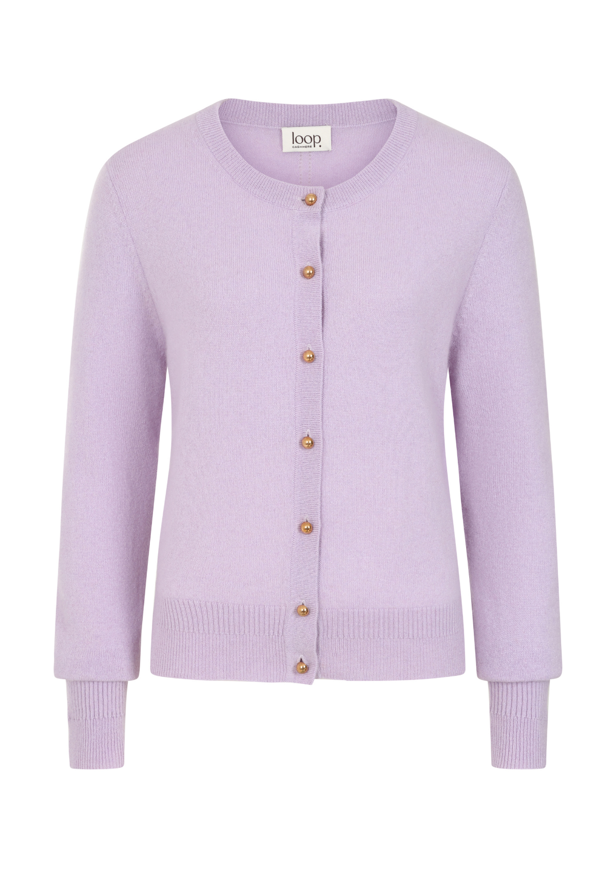 Cashmere Crew Cardigan in Siberian Lilac