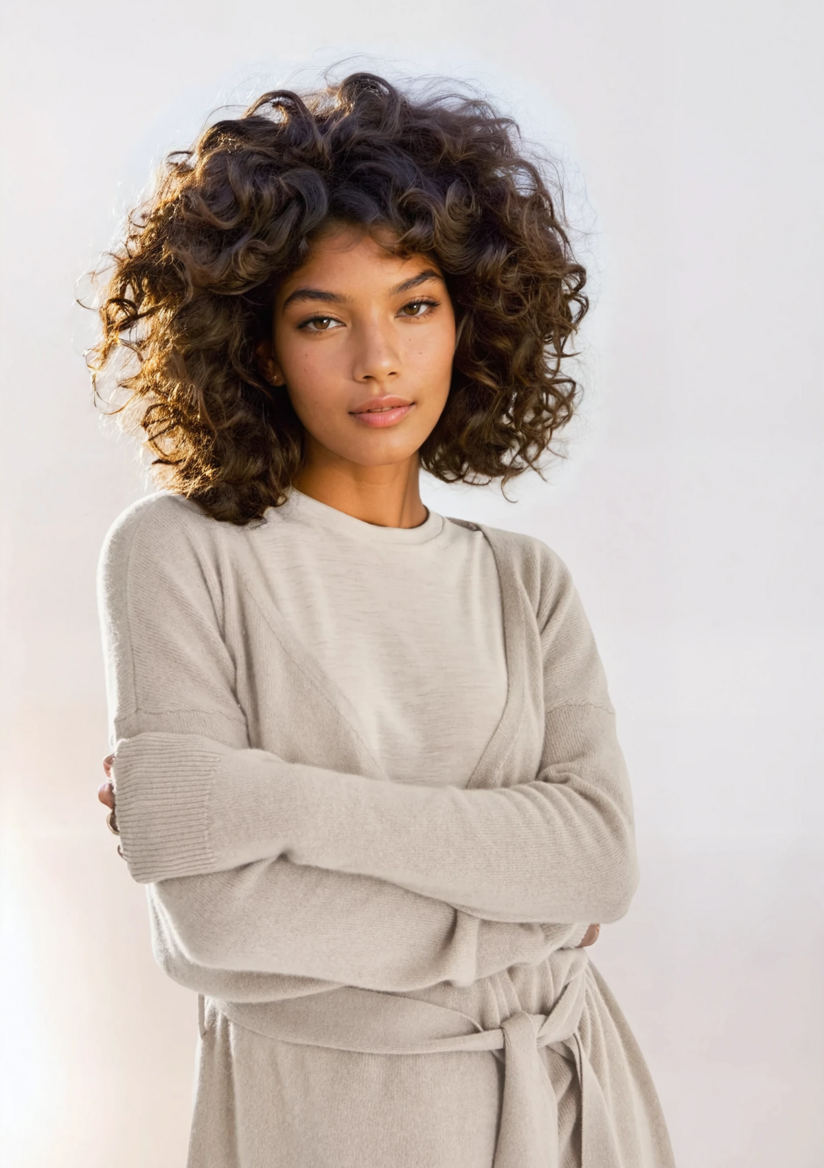 Cashmere Wrap Cardigan in Jute