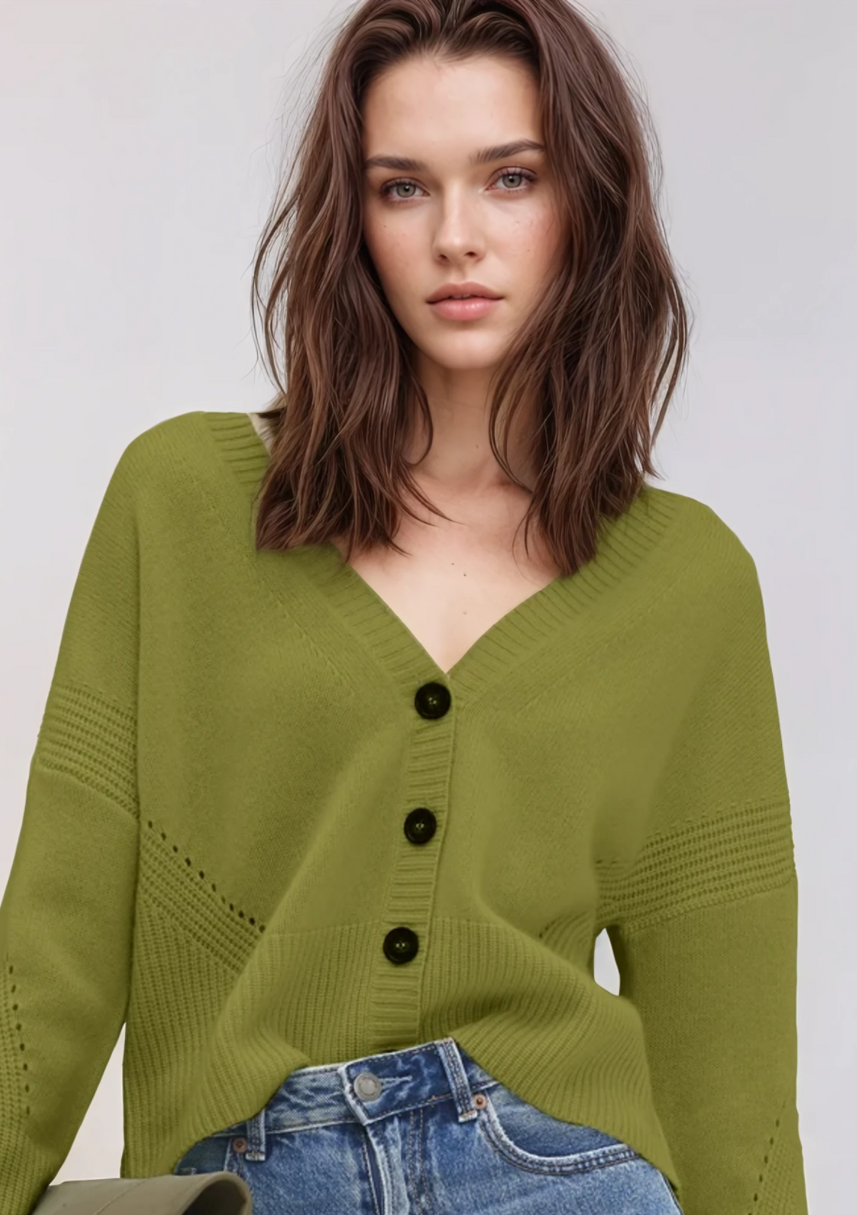 Cashmere Lofty Cardigan in Woodbine Green