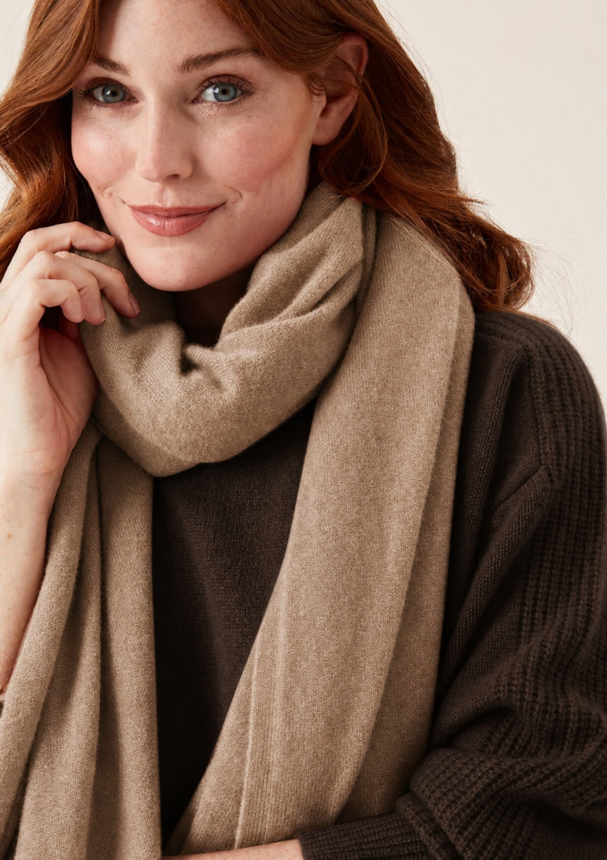Cashmere Lofty Blanket Scarf in Toffee