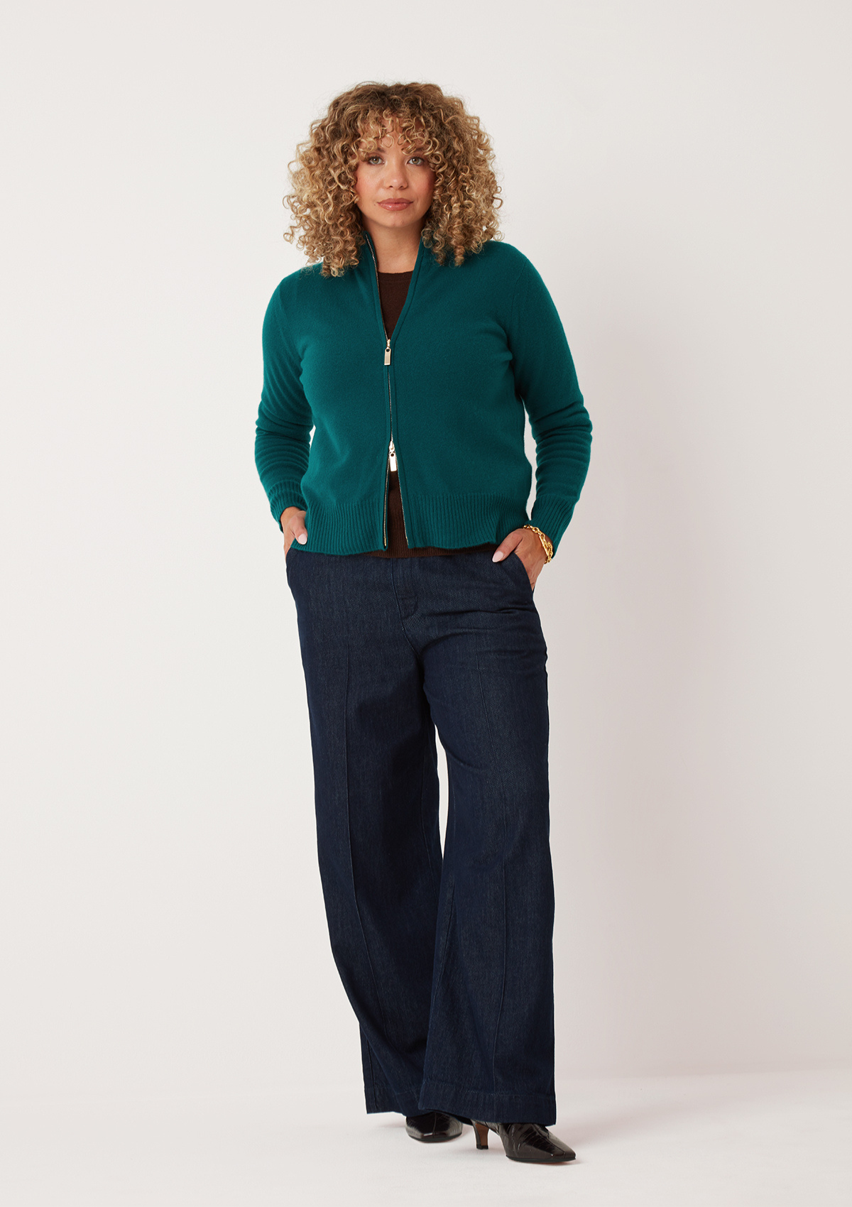 Zip Front Cardigan in Arcadia Green