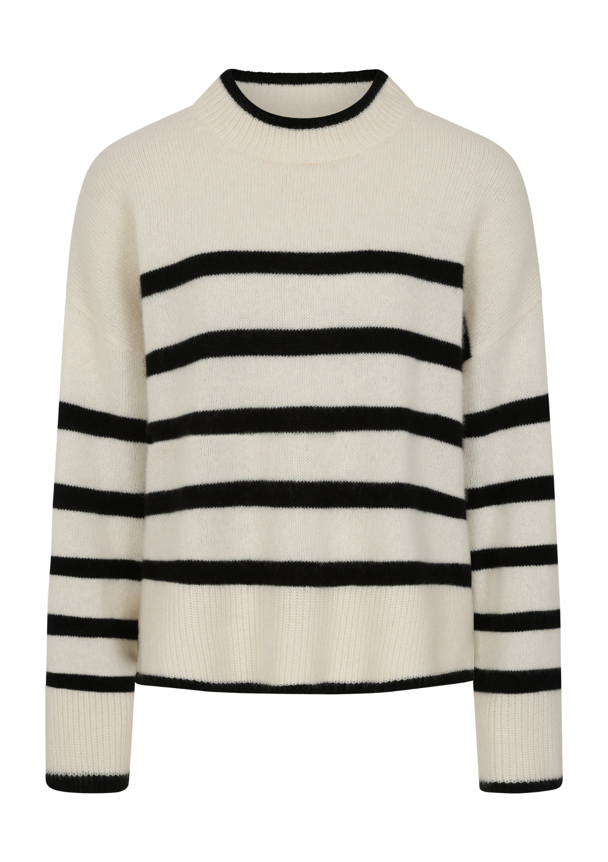 Chunky Cashmere Striped Sweater in Chalk White & Black