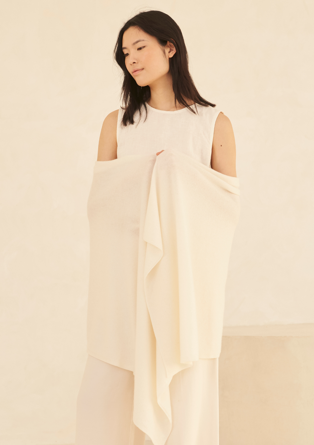 Cashmere Lofty Blanket Scarf in Snow