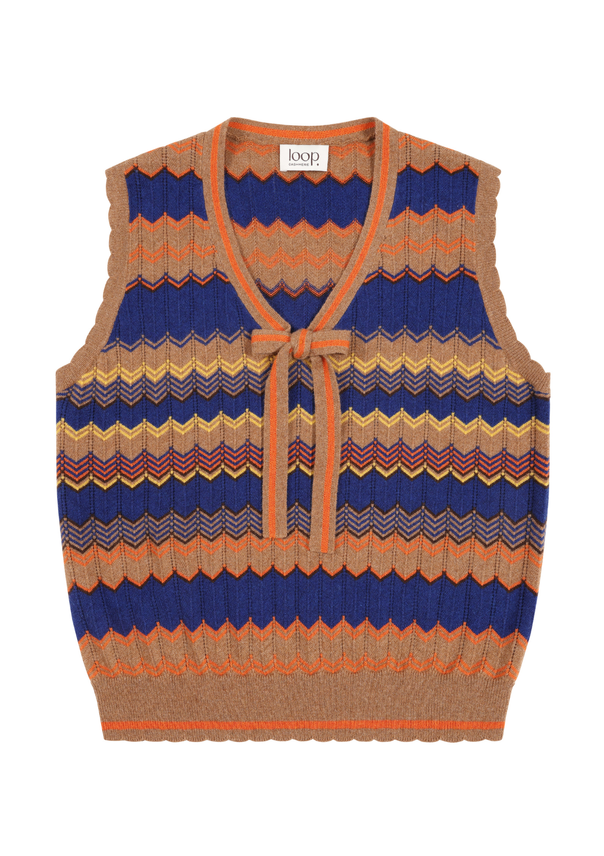 Chevron Stitch Tank in Blue & Orange Mix