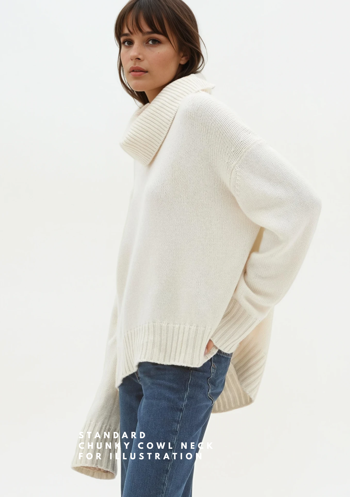 Chunky Cashmere Cowl Neck Sweater - Made to Order